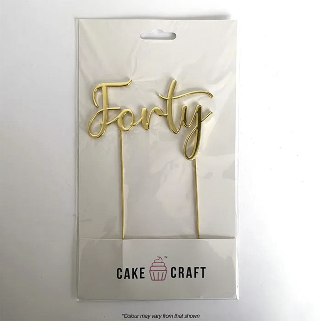 Cake Craft Metal Cake Topper Forty Gold Lloyd Holt Packaging