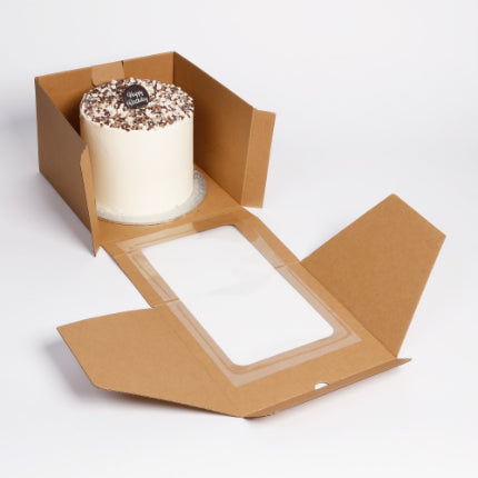 Eco Kraft Corrugated Window Cake Box 8x8x6 Inch (Each)