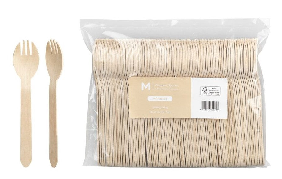 M Wooden Desert Spork 160mm | 1000/Ctn