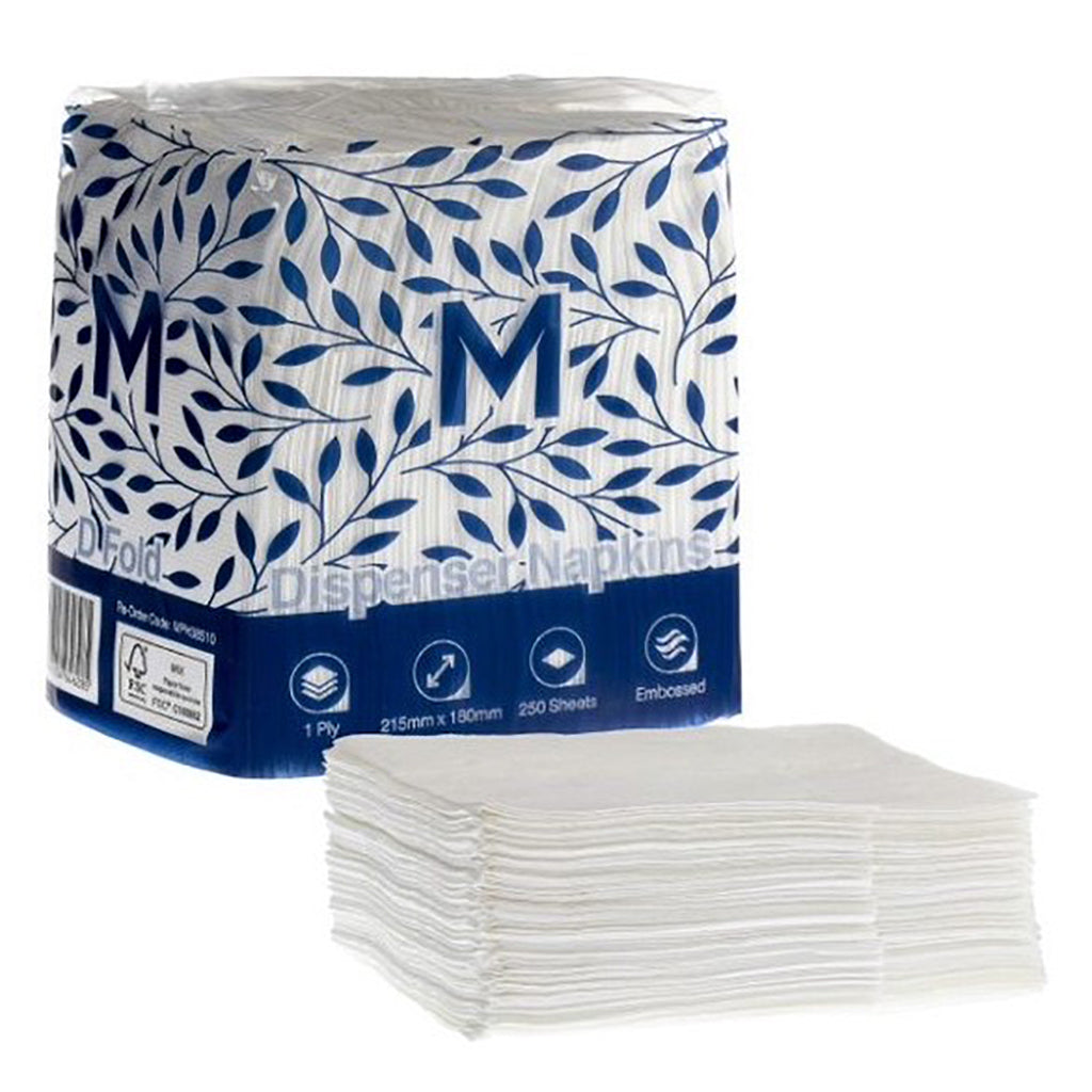 M Compact Dispenser Napkins D Fold White 250/Pack