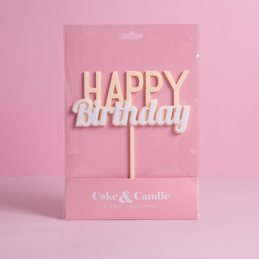 Cake & Candle Milkshake Happy Birthday Cake Topper Caramel