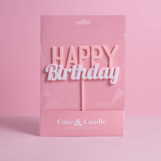 Cake & Candle Milkshake Happy Birthday Cake Topper Strawberry