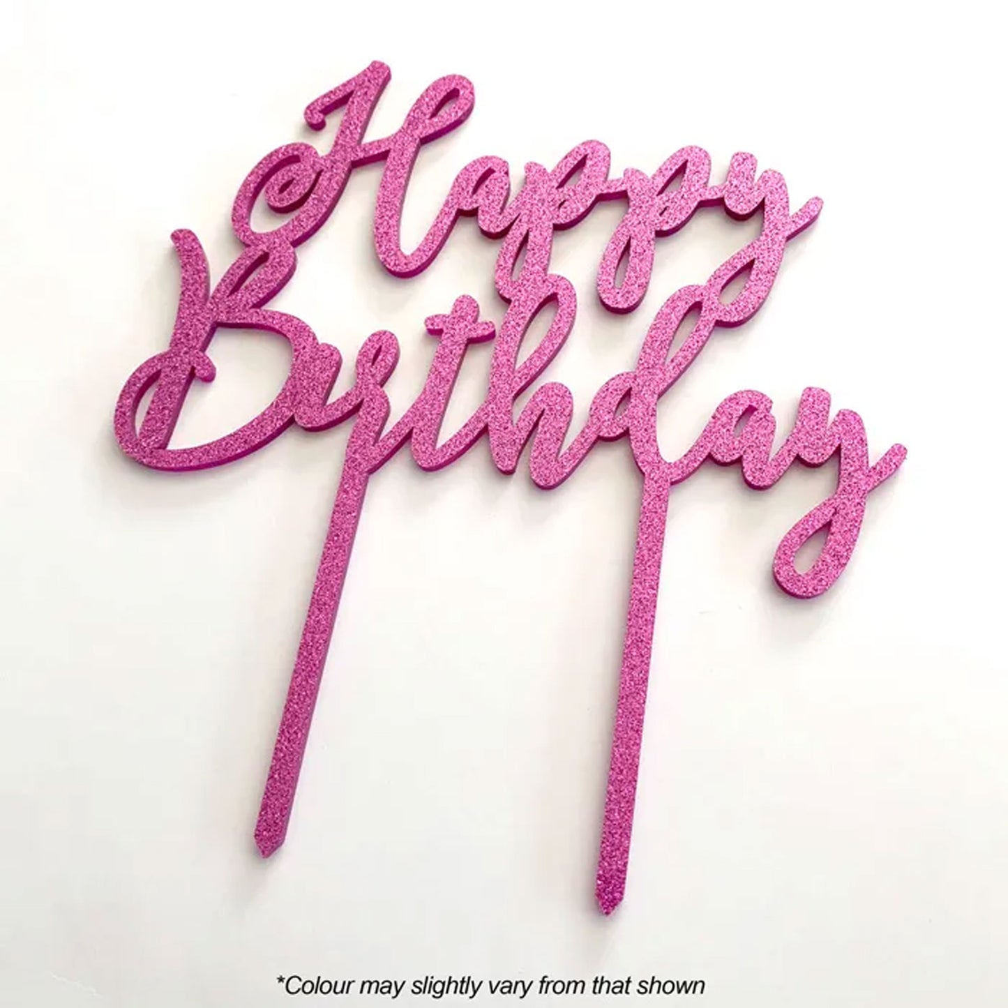 Cake Craft Happy Birthday Pink Glitter Acrylic Cake Topper