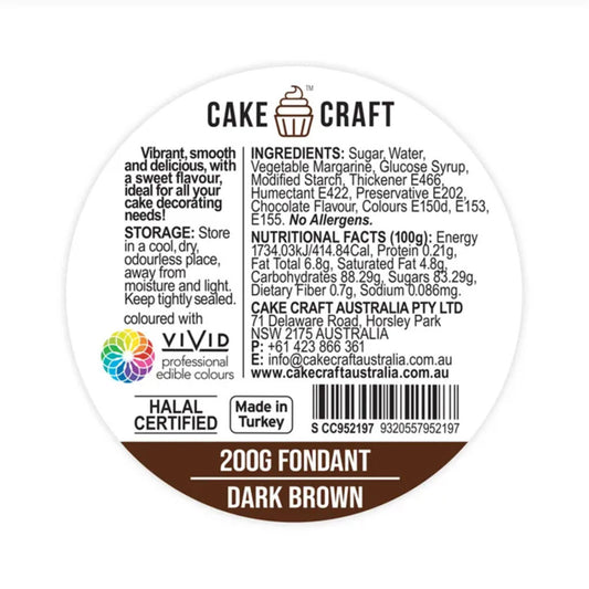 Cake Craft Fondant Dark Brown 200g | BB 08/25