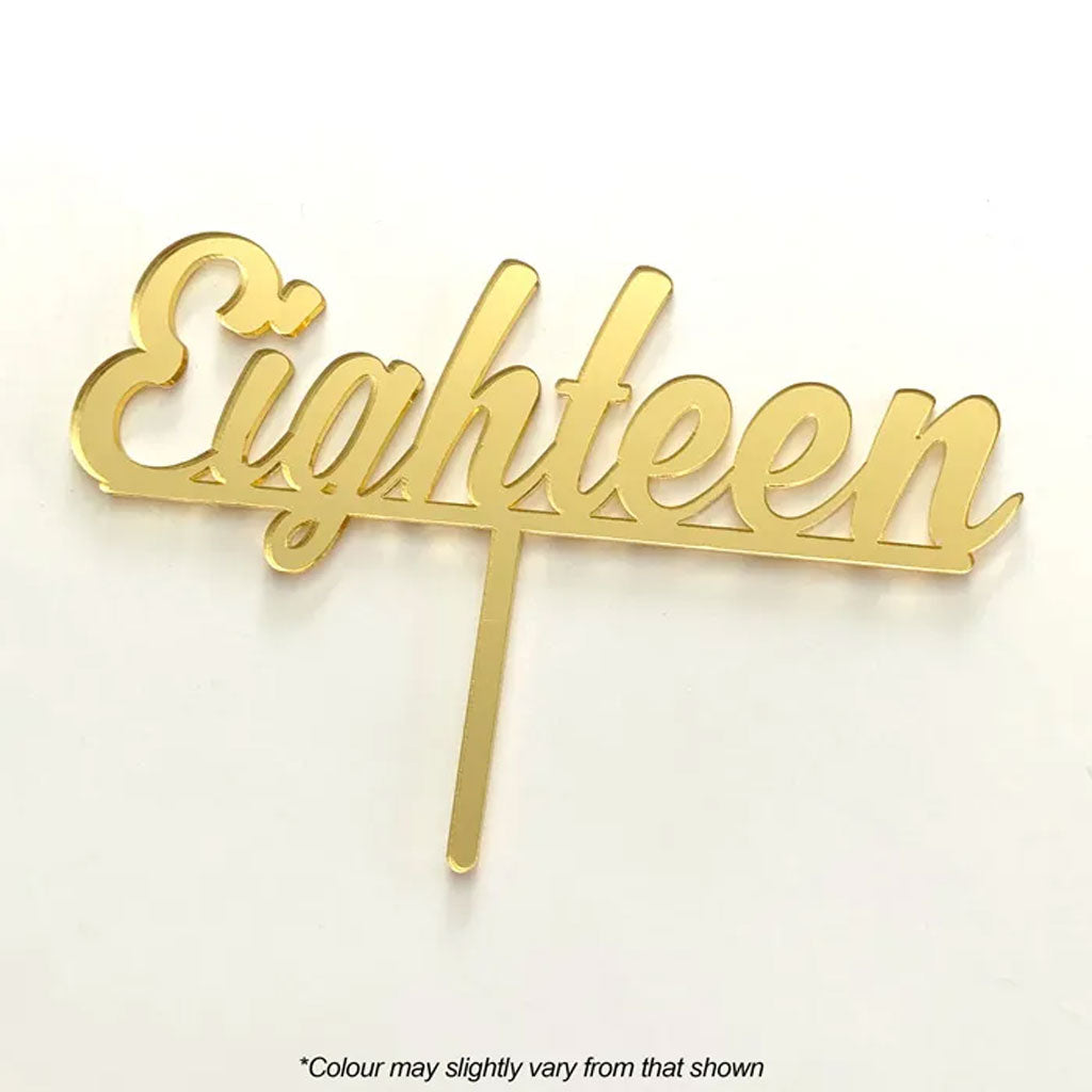 Cake Craft Eighteen Gold Mirror Acrylic Cake Topper