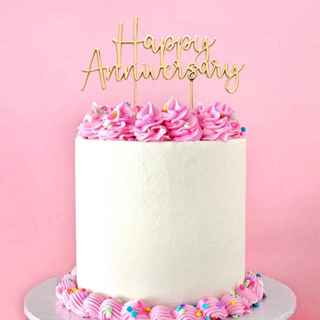 Cake Craft Metal Cake Topper | Happy Anniversary | Gold – Lloyd Holt ...