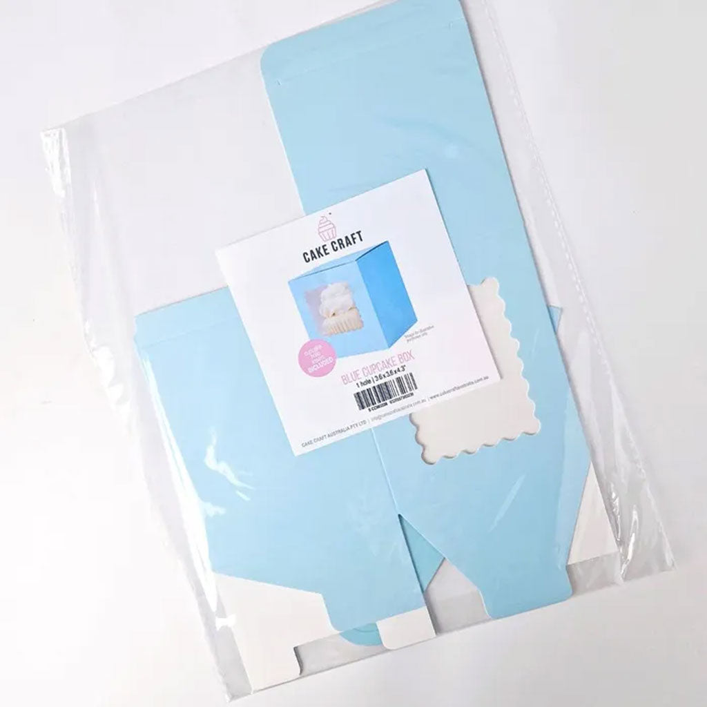 Cake Craft 1 Hole Cupcake Box Blue | Each