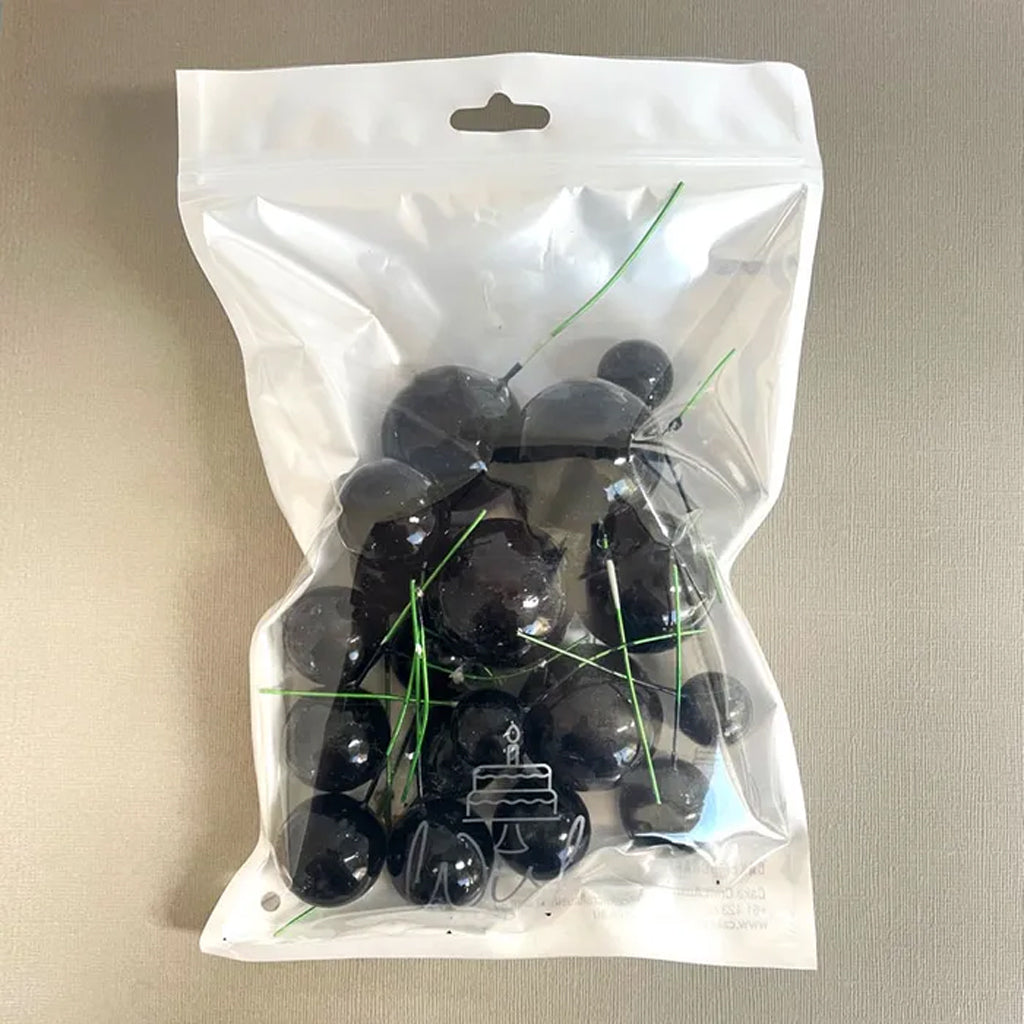 Deco Foam Ball Cake Topper Set - Black Shiny | 20/Piece
