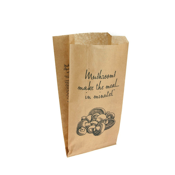 Printed Mushroom Brown Paper Bags 150x310x85mm 500/Pack