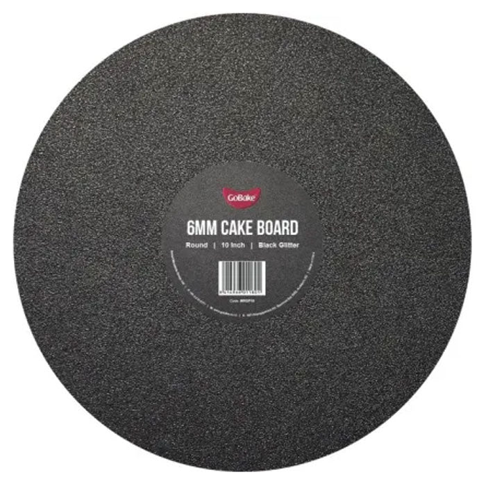 Cake Board Round Glitter Black 10 Inch | 6mm Thick Masonite