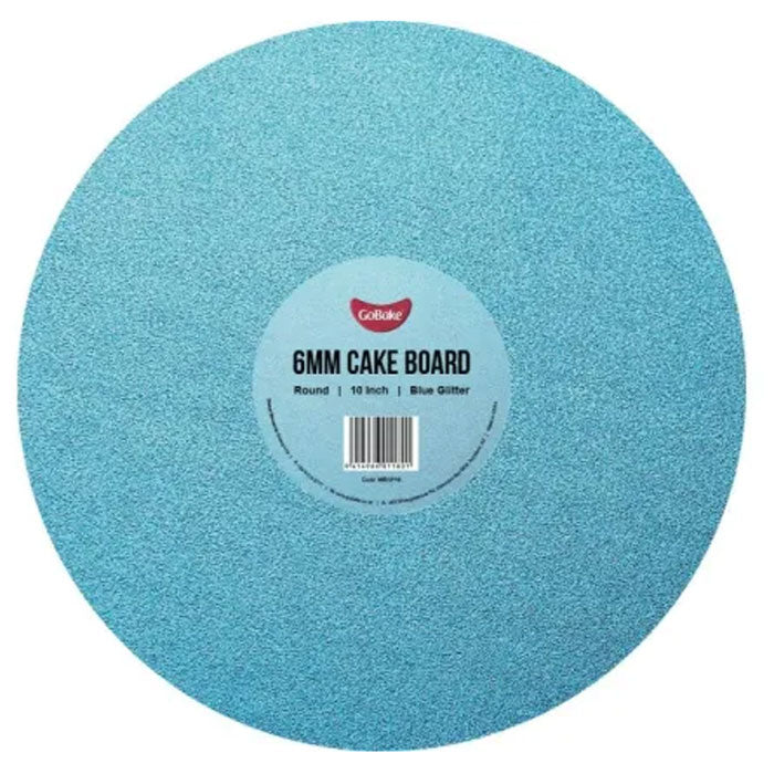 Cake Board Round Glitter Blue 10 Inch | 6mm Thick Masonite