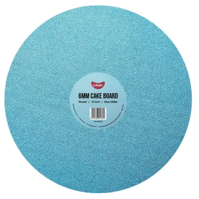 Cake Board Round Glitter Blue 12 Inch | 6mm Thick Masonite