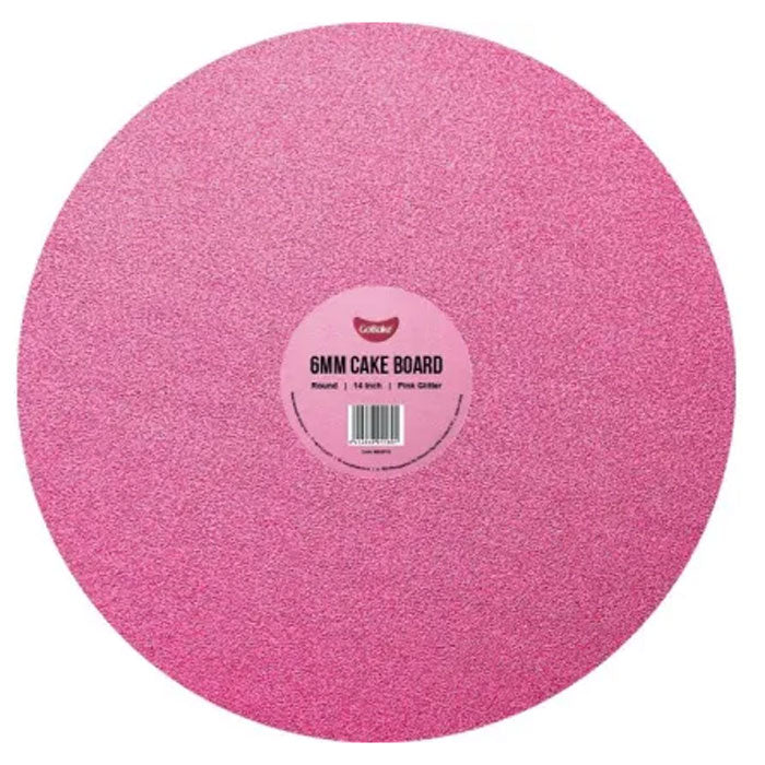 Cake Board Round Glitter Pink 14 Inch | 6mm Thick Masonite