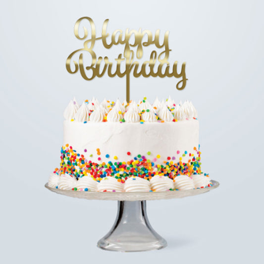 GoBake Acrylic Cake Topper Happy Birthday Gold
