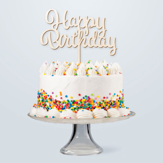 GoBake Acrylic Cake Topper Happy Birthday Natural