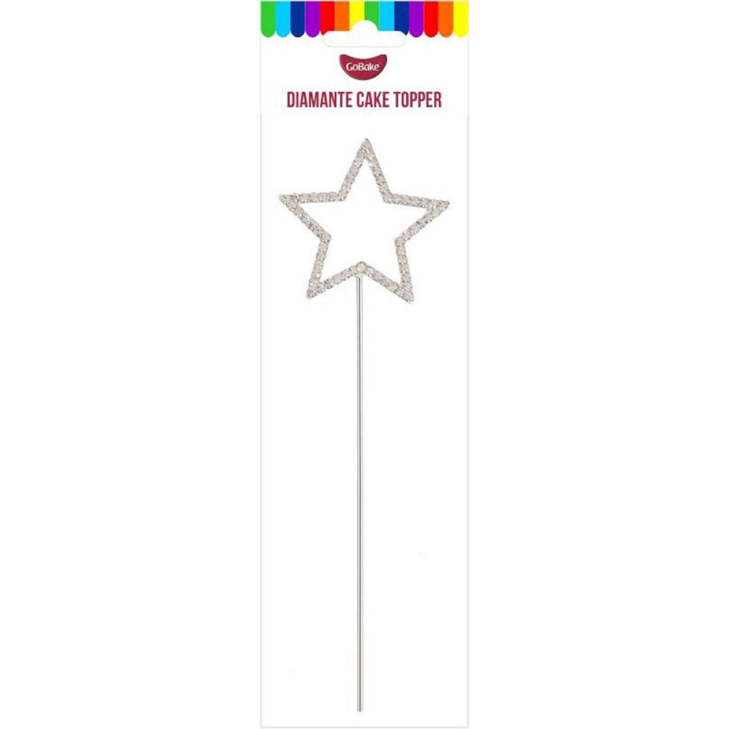 GoBake Silver Star Diamante Topper 4.5cm