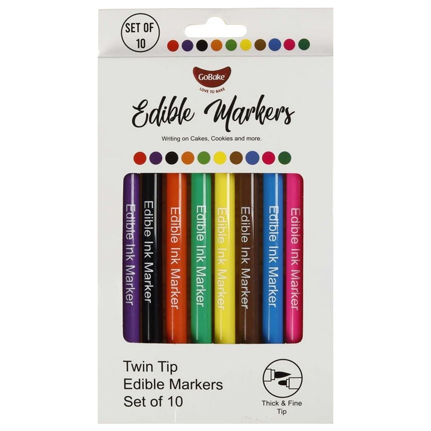 GoBake Edible Markers Set Twin Tip | 10/Pack