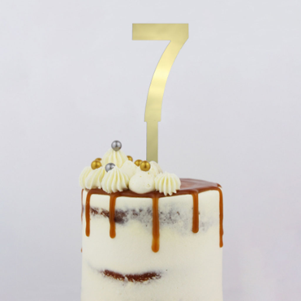 GoBake Large Mirror Number Topper #7 Gold