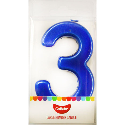 GoBake Large Metallic Number Candles #3