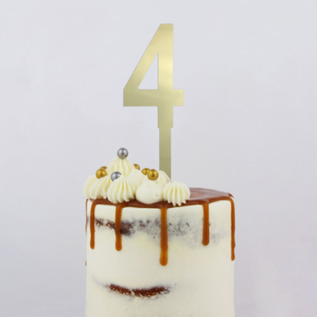 GoBake Large Mirror Number Topper #4 Gold