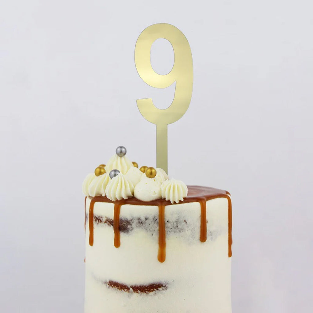 GoBake Large Mirror Number Topper #9 Gold
