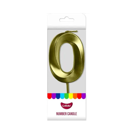 GoBake Metallic Number #0 Candle | Each