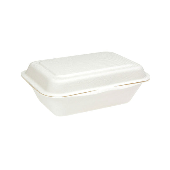 Sugarcane Small Rectangle Meal Clamshell 120x175x60mm (600ml) 50/Pack