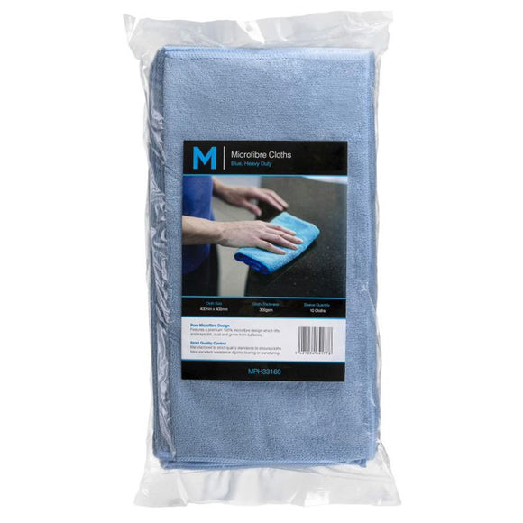 M Microfibre Cloths 40cm x 40cm 300gsm Blue 10/Pack