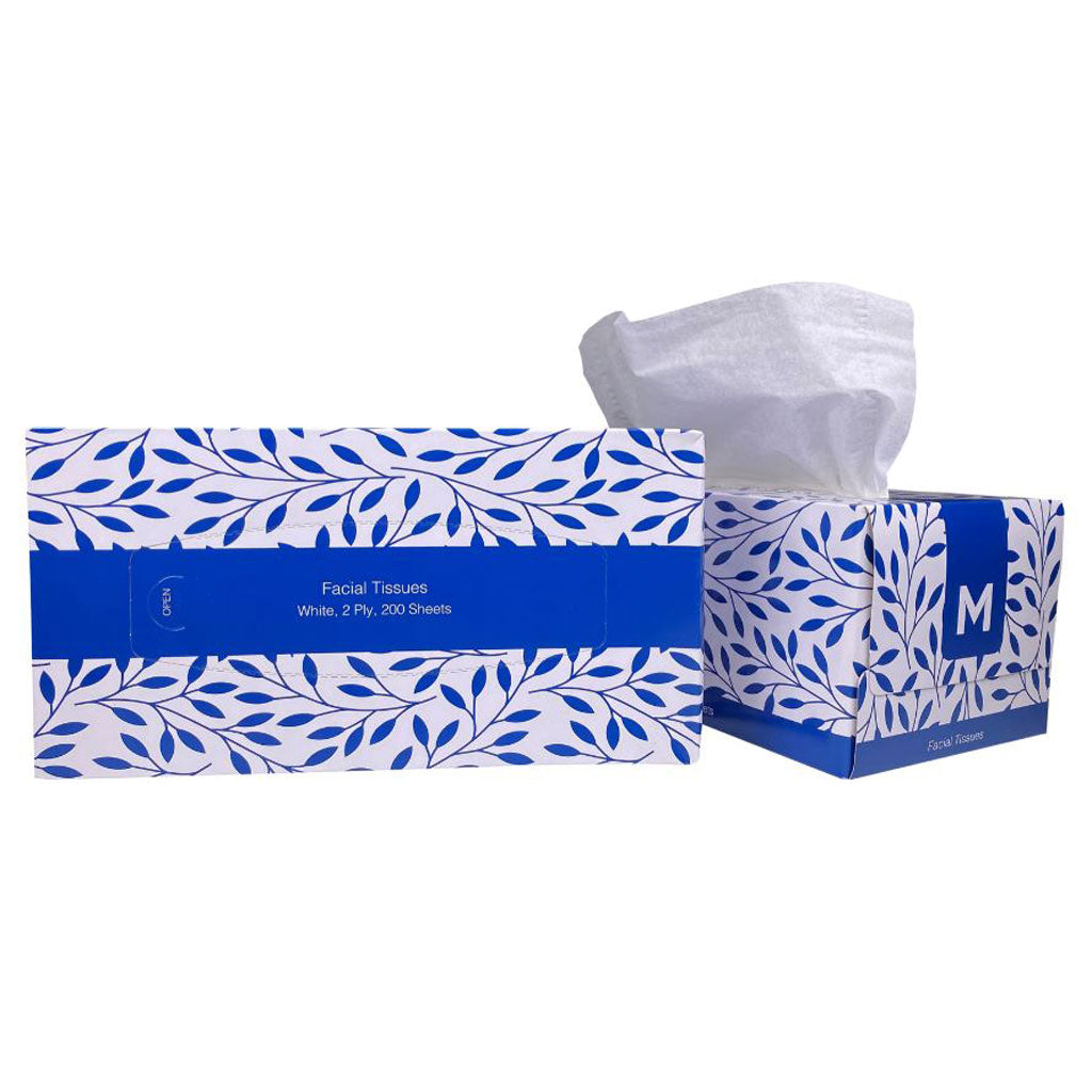 M Facial Tissues White 2 Ply 200/box