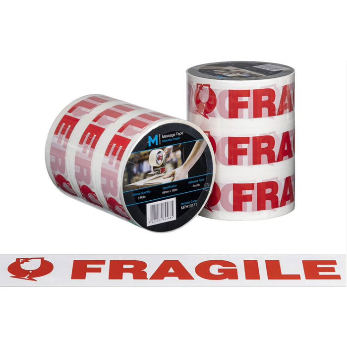 Fragile Printed Tape White/Red 48mm x 100m | 1 Roll