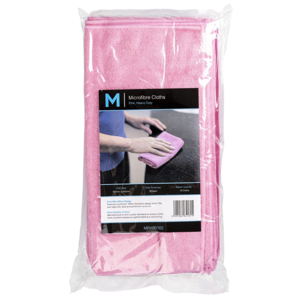M Microfibre Cloths 40cm x 40cm 300gsm Pink | 10/Pack