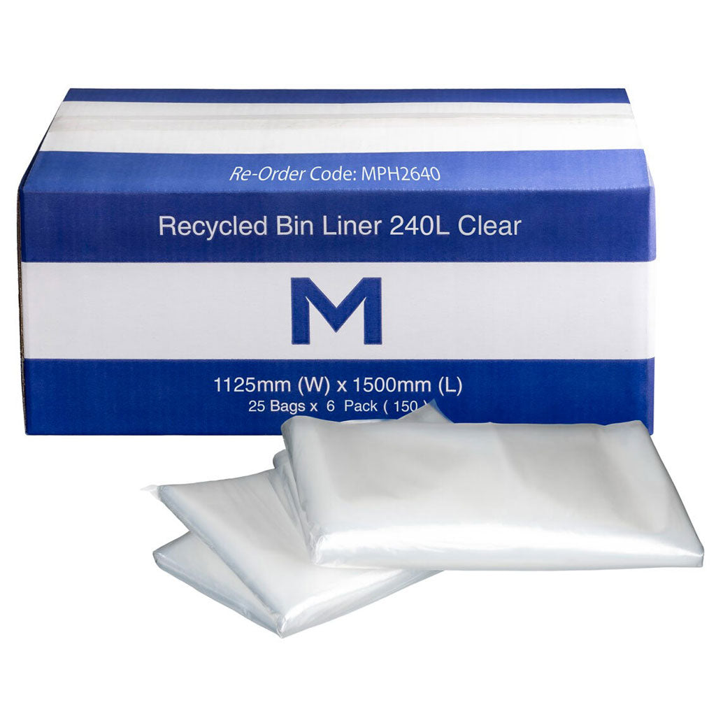 M Recycled Bin Liners 240L Clear | 150/Ctn