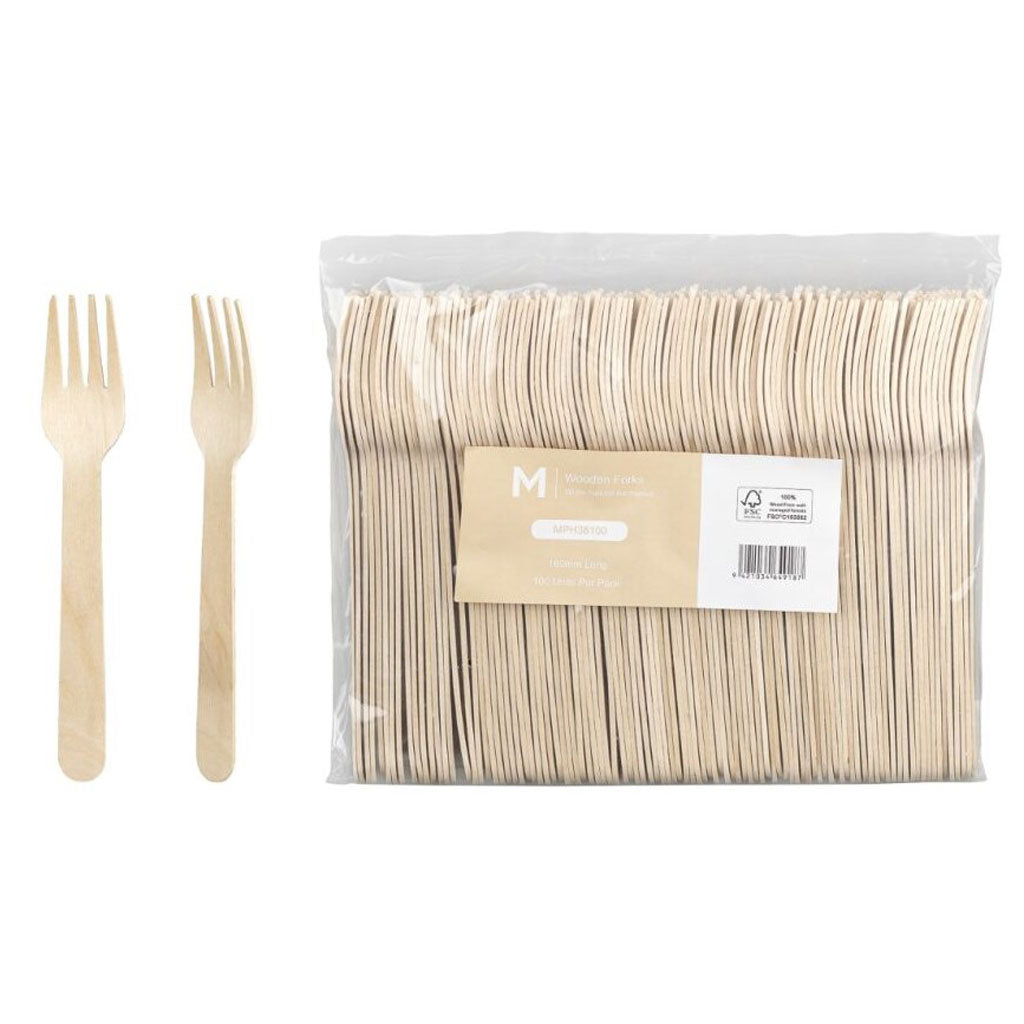 M Wooden Fork 160mm | 100/Pack