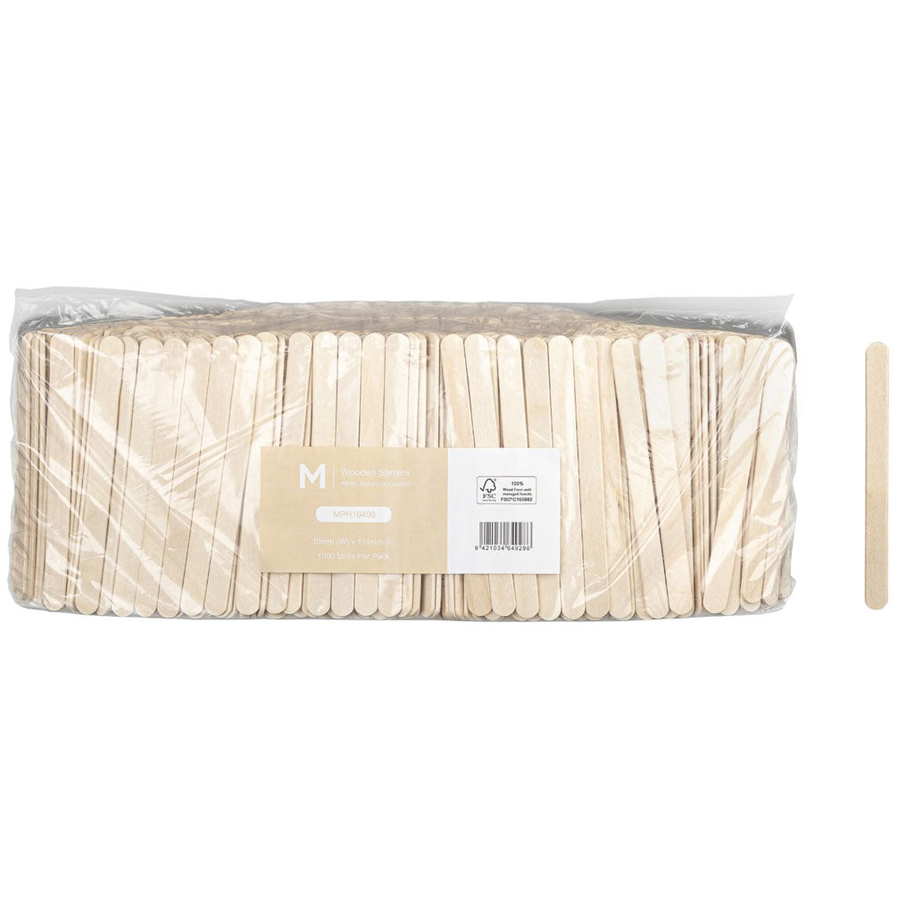 M Wooden Stirrer Sticks 10mmX114mm | 1000/Pack