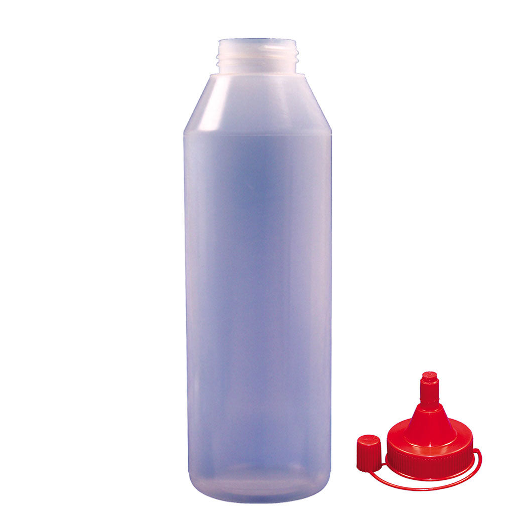 Squeezable Sauce Bottle & Red Cap 1 Litre (Each)