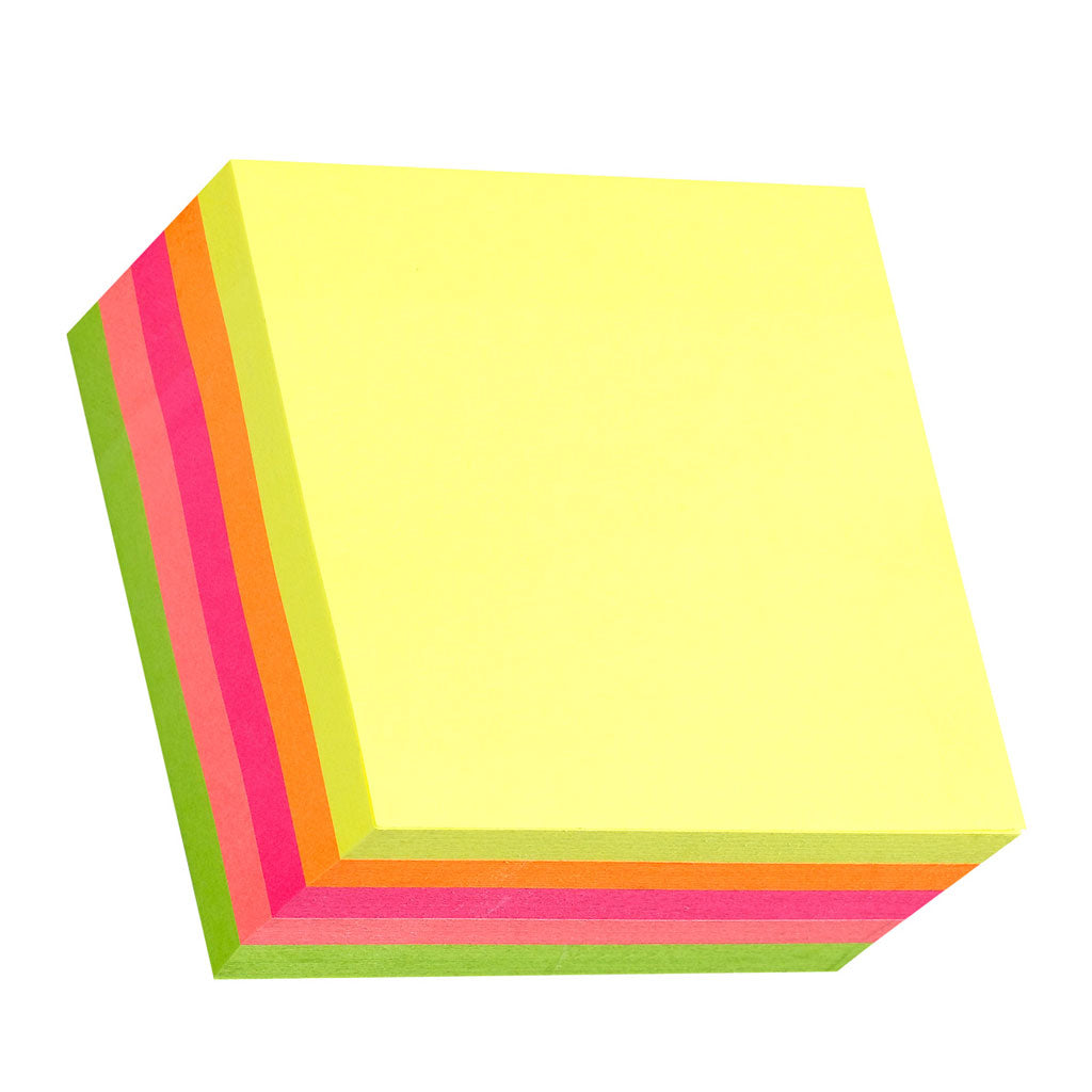 Stick'n Note Cube 76x76mm 400 Sheets Rainbow Neon