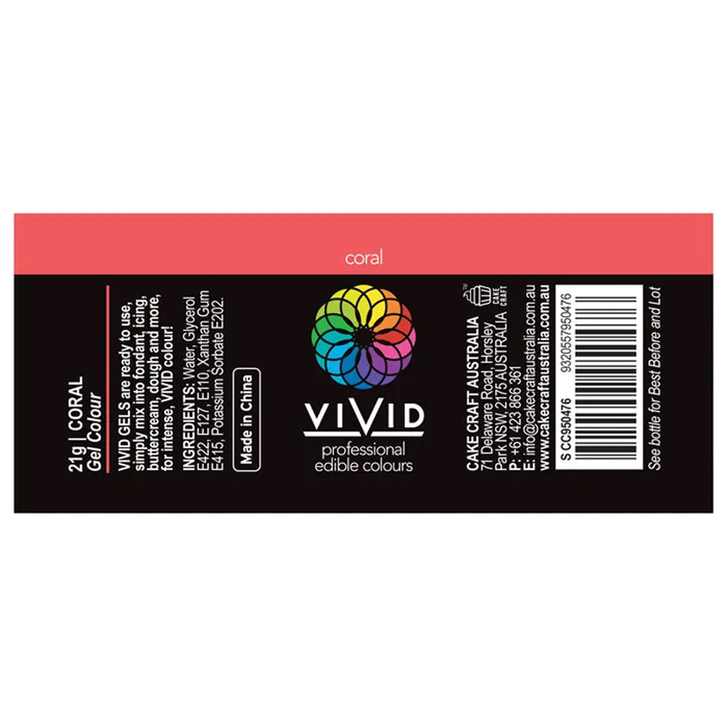 Vivid Gel Food Colour Coral 21g