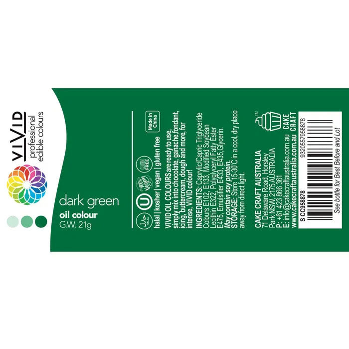 Vivid Oil Based Food Colour Dark Green 21g