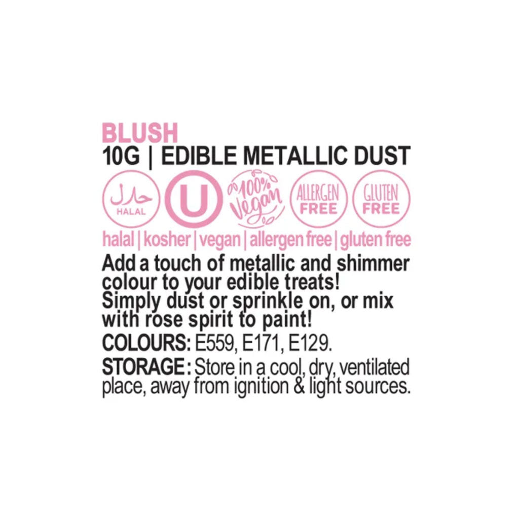 Vivid Edible Metallic Dust - Blush Pink | 10g