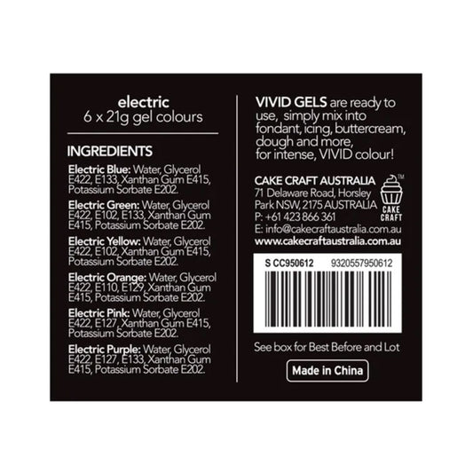 Vivid Electric 6 Pack Gel Colours 6 x 21g | BB 03/27