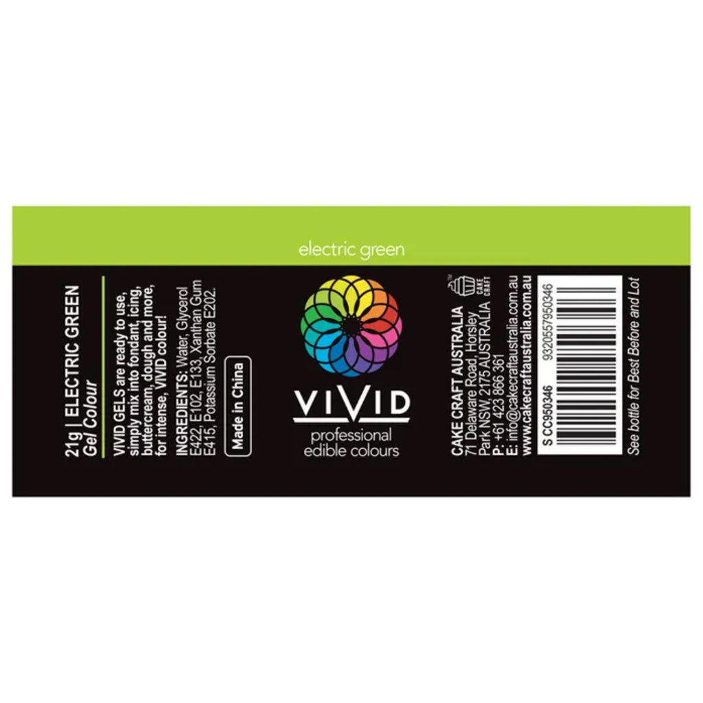 Vivid Gel Food Colour Electric Green 21g | BB 08/26