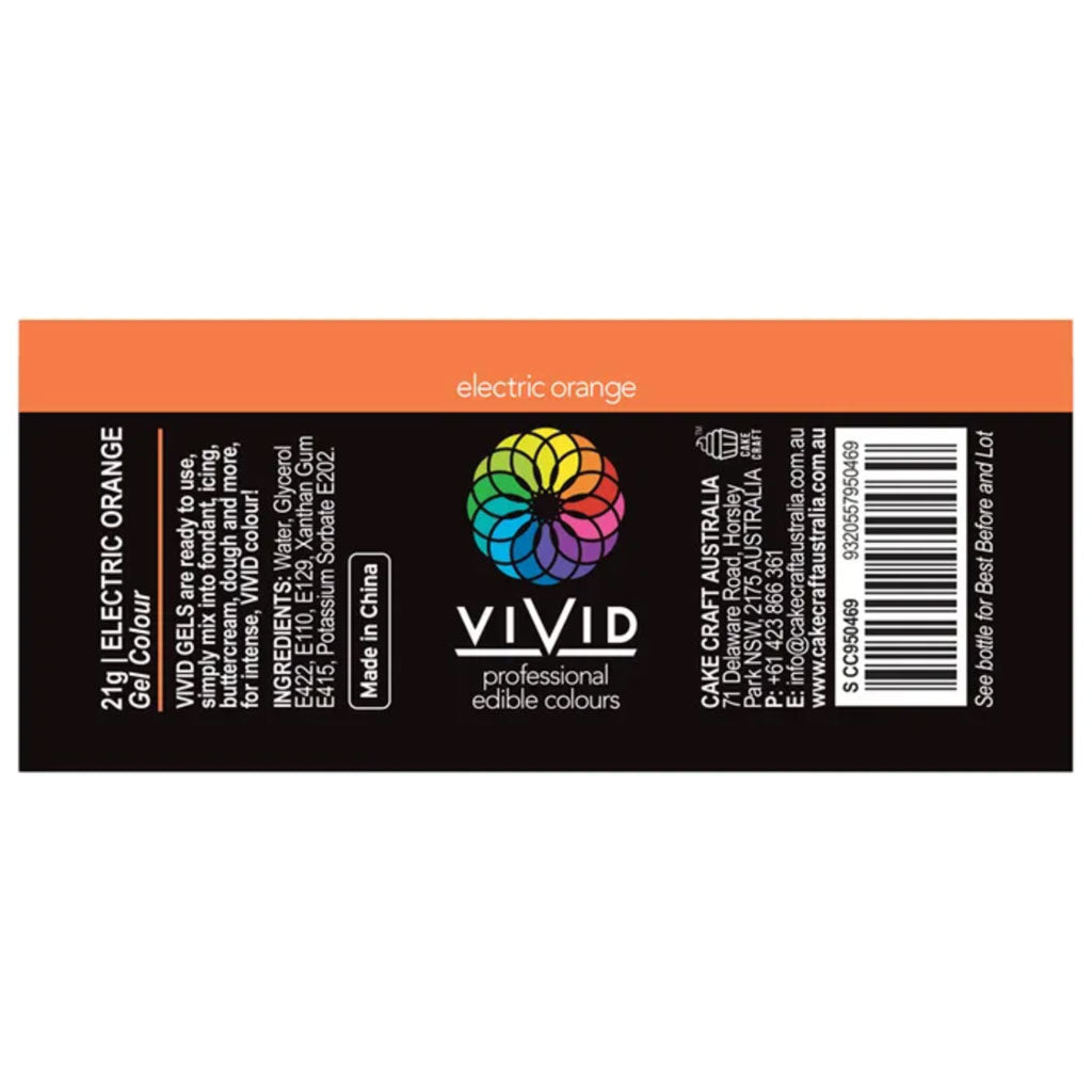 Vivid Gel Food Colour Electric Orange 21g