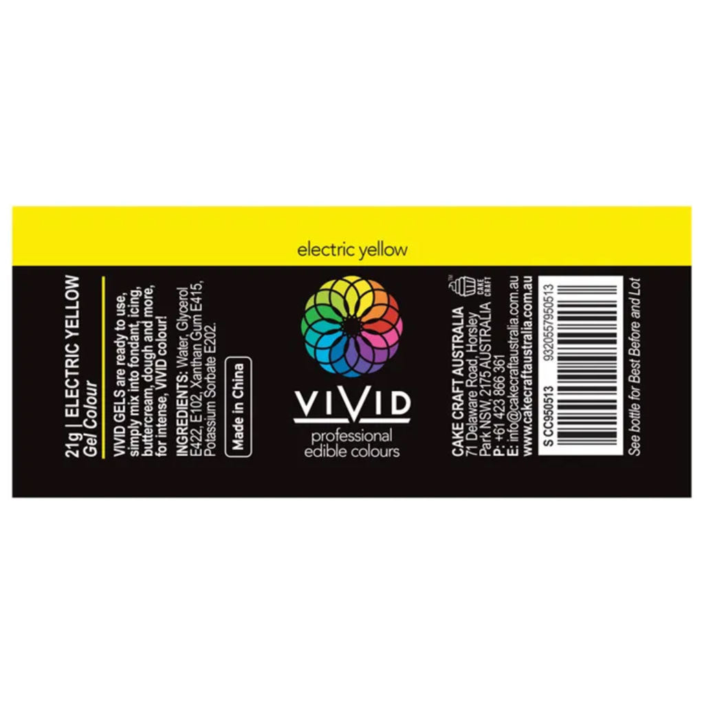 Vivid Gel Food Colour Electric Yellow 21g