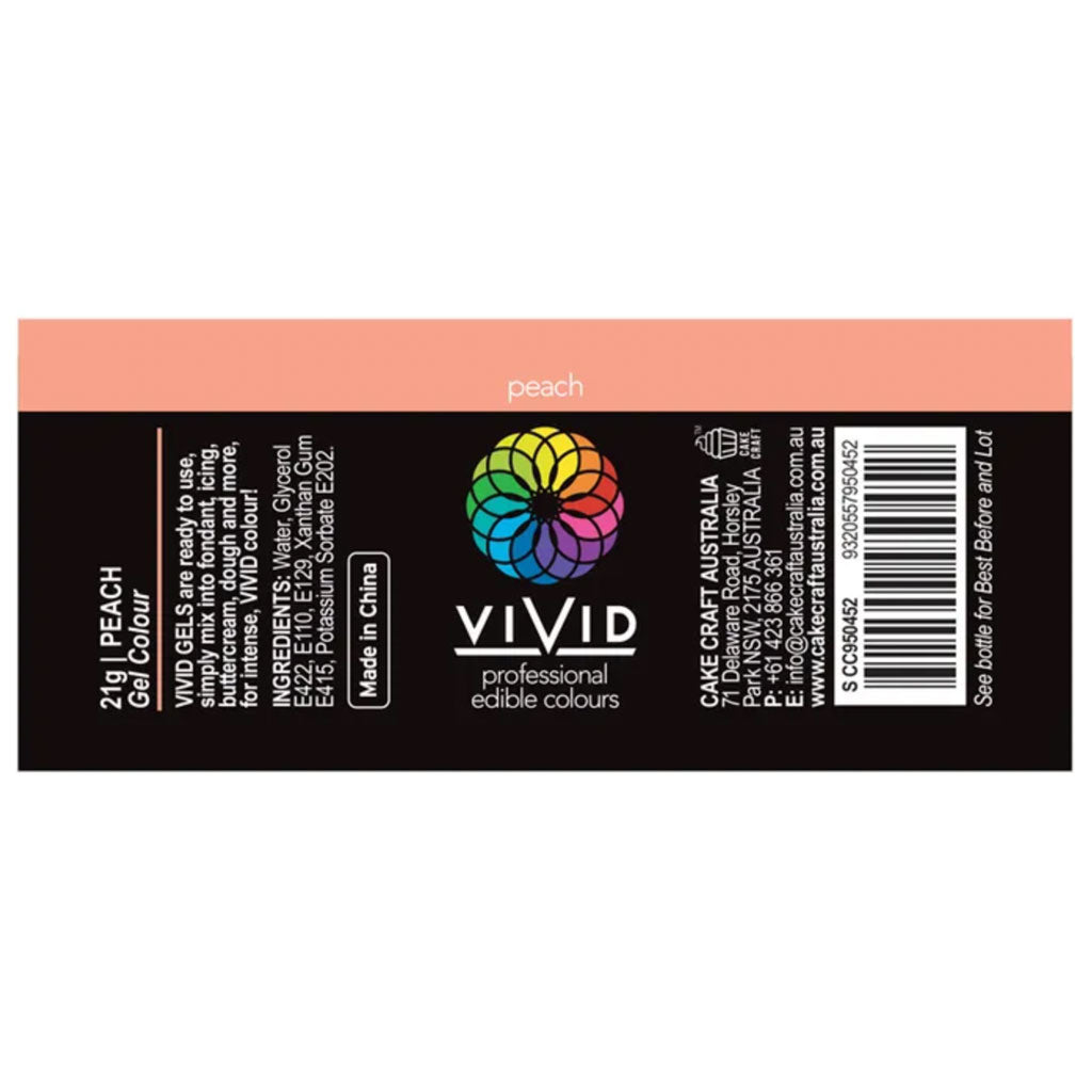 Vivid Gel Food Colour Peach 21g | BB 01/26