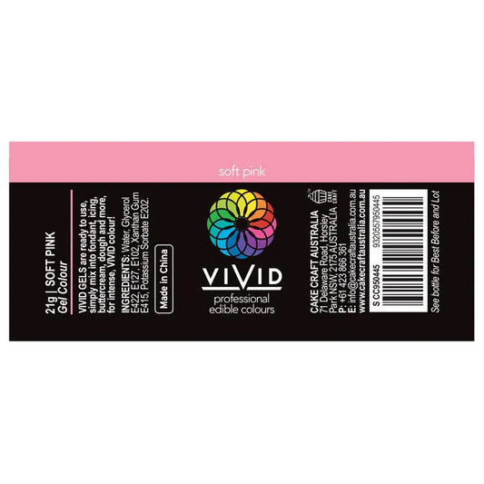 nutritional information label for vivid gel colour soft pink