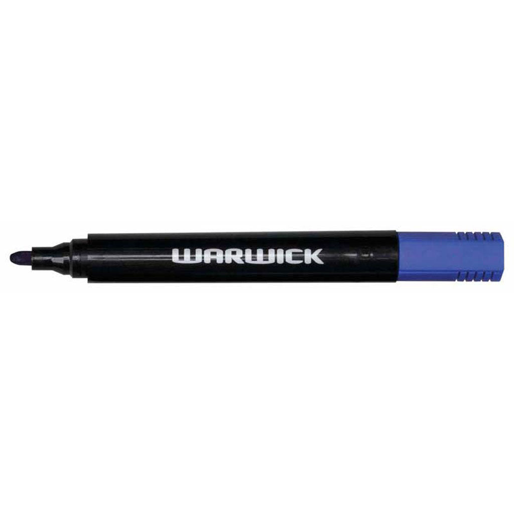 Warwick Permanent Markers Blue Bullet Tip | 12/Pack