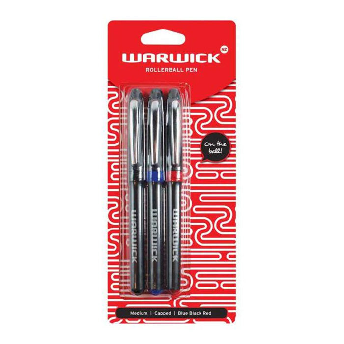 Warwick Rollerball Pens Capped Assorted | 3/Pack