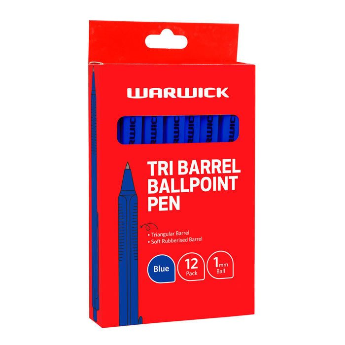 Warwick Tri Barrel Ballpoint Pens Blue | 12/Pack