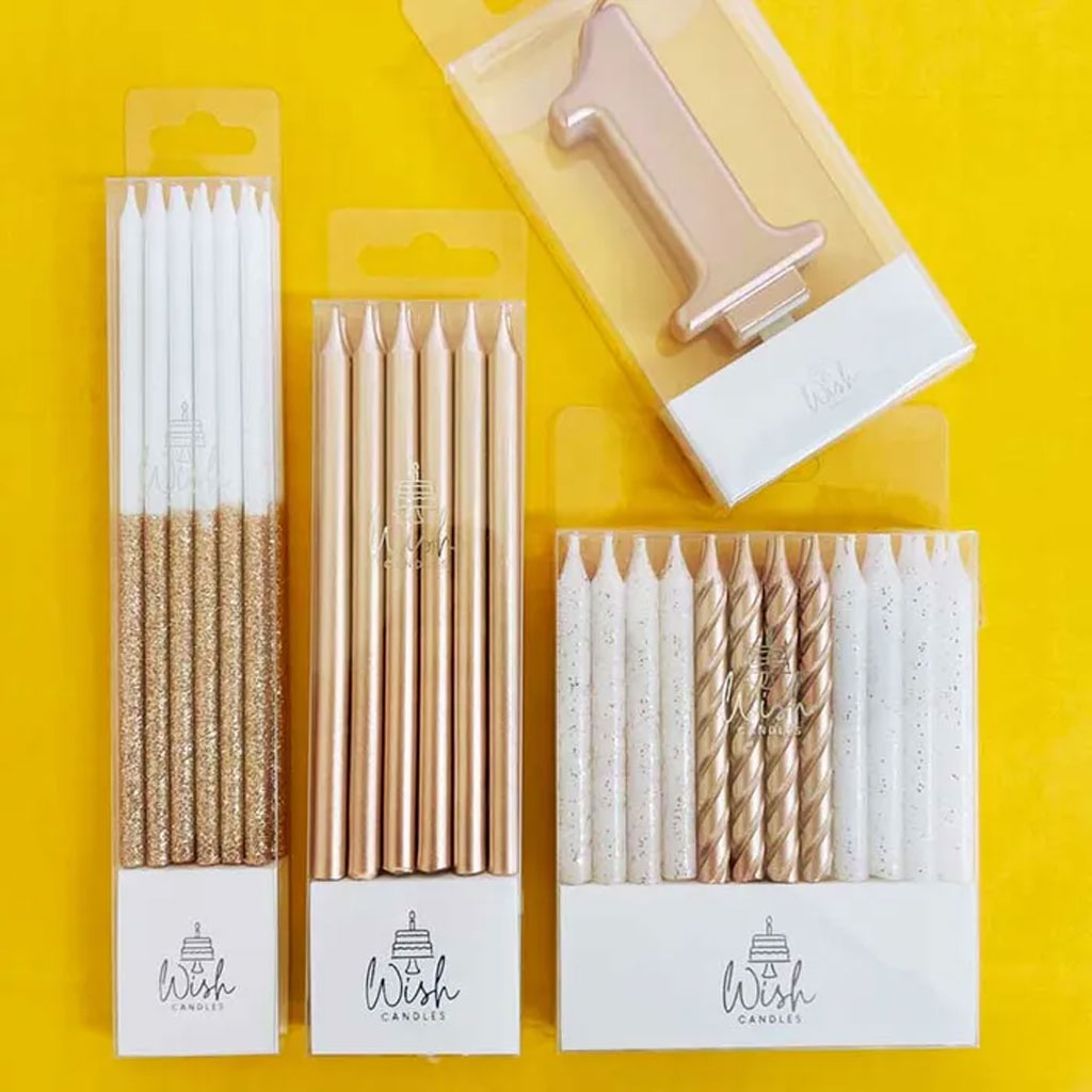 Wish Spiral Mix Candles Rose Gold | 24/Pack