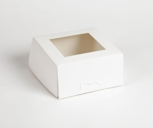 White Standard Cake Box with Window 8x8x4 Inch 